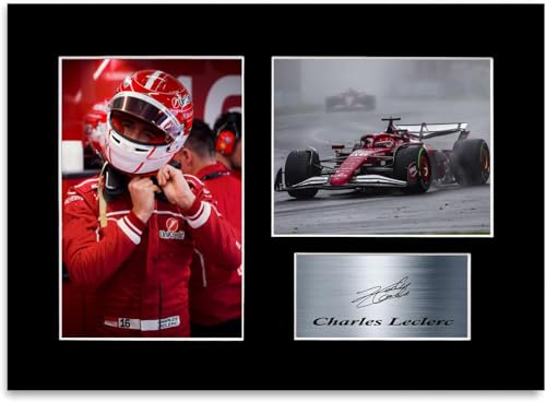 Poster Charles Leclerc Racing Driver 2025, signierter Fotodruck mit Passepartout, A4, Geschenk für Rennfans