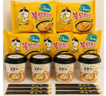 MiFan Ramyun Box | Nouilles au fromage Buldak Ramen et tteokbokki au fromage avec 6 baguettes jetables