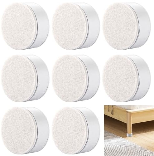 DAJAVE Lot de 8 rehausseurs de Meubles en Acier carbonisé - Diamètre: 6 cm - Ajouter 5 cm de Hauteur - Pieds de Meubles (Circulaire)