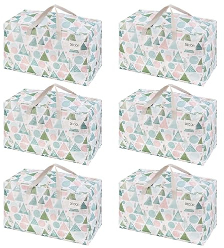VENO 2 Pack Moving Bags and Large Christmas Decoration Storage Bins with lids. Alternative to Moving Boxes, Packing Supplies for College. Heavy Duty Totes (Pastel Forest, 6 Pack)