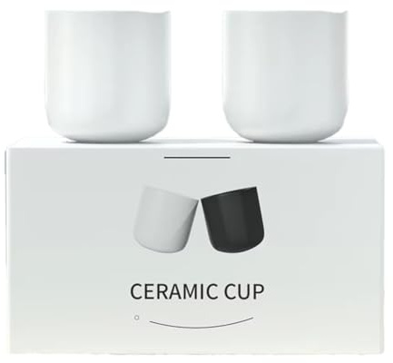 Osmond 2Pcs Ceramic Coffee Cup Set Espresso, Latte, Milk & Cold Brew Thickened Design,Ideal forKitchen White