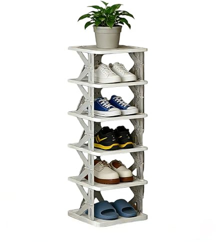 JINYAOSHI Klappbares Schuhregal mit 6 Ebenen, Faltbarer Schuh Organizer ohne Montage, Platzsparendes Schuh Regal für Eingang, Schlafzimmer und Kleiderschrank, Mobiler Schuhständer für Zuhause