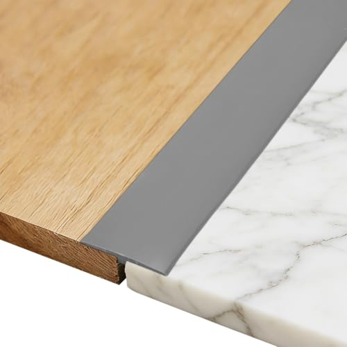T Profil Übergangsleiste, Übergangsprofil Selbstklebend, PVC Türschwellen Leiste, Boden Höhenausgleich Abdeckleiste für Parkettböden Laminate Schwellen (Grau, 2M * 5CM)