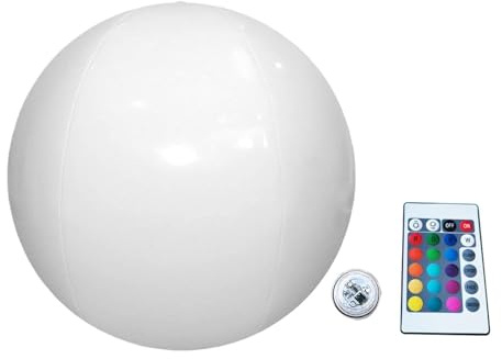 Générique LED Beach Ball, aufblasbar, Pool Toy, 39,9 x 39,75 cm, wasserdicht, Bälle mit Fernbedienung, Light Up Pool Balls, Sommerspielzeug mit Sturdyt Material, Outdoor Party Ball für Kinder und