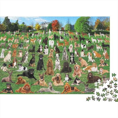Dog Breeds Collection Puzzles 1000-teilige Schwer Puzzle Spielzeug Lernspiel Impossible Herausforderungsspielzeug Für Erwachsene Kinder 38x26cm/1000pcs