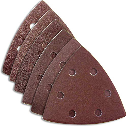 300 Stück HKB ® Schleifdreiecke, 93x93x93mm, 6-Loch für Delta-Schleifer, je 50 Stück K40,60,80,120,180,240, Schleifmittel Korund, Hochwerige Profi-Qualität, Hersteller HKB, Artikel-Nr. 20151
