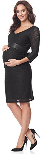 Bellivalini Robe de Soirée Manches 3/4 Grossesse Vêtement Maternité Femme BLV50-109 (Noir, XXL)