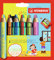 STABILO - Duo Buntstift, Wasserfarbe & Wachsmalkreide - woody 3 in 1 duo - zweifarbige Mine - 6er Pack mit Spitzer - mit 6 Stiften und 12 verschiedenen Farben