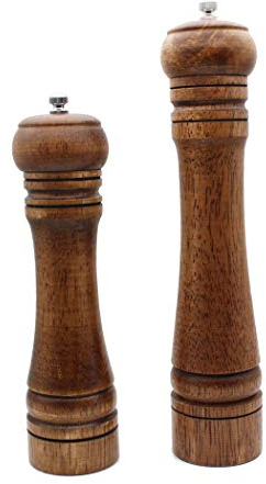 Abcsea 2 piezas molinillo de pimienta de madera peugeot manual, molinillo ajustables de pimienta y sal y especias, 8 y 10 pulg.