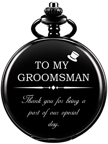 ManChDa Personalisierte Gravierte Taschenuhr - Groomsmen Geschenk für Hochzeit, Trauzeuge - Quarz Uhr Mit Gravur