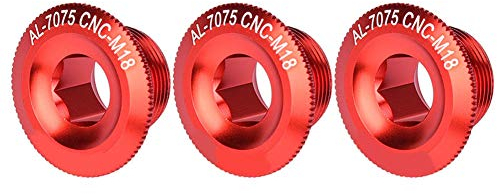 3Pcs 18mm Bike Crank Aluminum Alloy Bicycle Shaft Axis Screw Nut Cycling Crank Set Track Wheel Nuts(red)