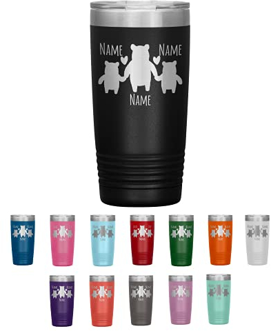 Vaso al vacío personalizado de 20 onzas con nombres para mamá, vaso personalizado con nombres de niños, para mujeres y hombres, vaso de oficina personalizado para bebidas, vaso único personalizado