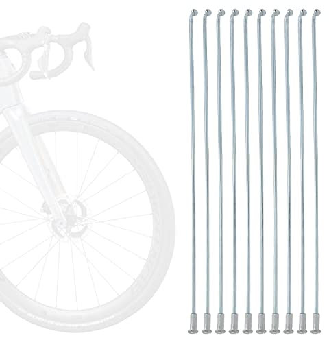 Tissting 10 Piezas Radios de Bicicleta,Radios de Rueda de Bicicleta de 13G 2,2 mm Radios de Acero Inoxidable Accesorios de Hardware de Bicicleta de montaña Radios de tamaño Opcional