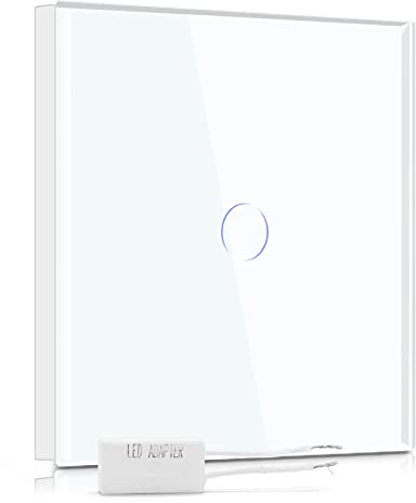 BSEED Dimmer Switch for Led Lights White,Tempered Glass Panel Light Switches with LED Indicator,1 Gang 2 Way Led Compatible Dimmer Switch(Required Led Adapter)