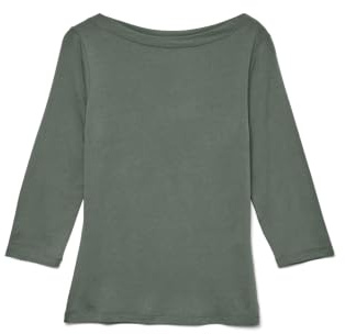 VERO MODA Damen Stretch T-Shirt 3/4 Arm Basic U-Boot-Ausschnitt Top Oberteil Regular Fit Langarm VMPANDA