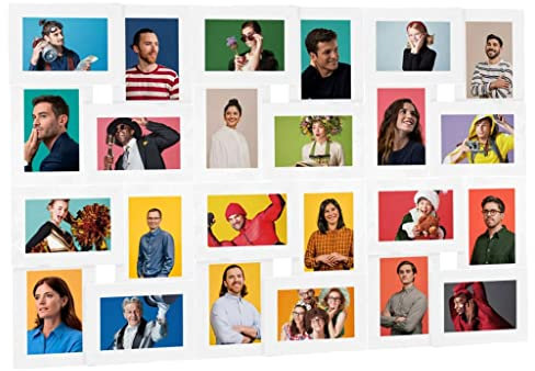 vidaXL Collage Bilderrahmen für 24x(13x18cm) Fotos Fotorahmen Posterrahmen Objektrahmen Bilder Foto Poster Rahmen Bildergalerie Weiß MDF