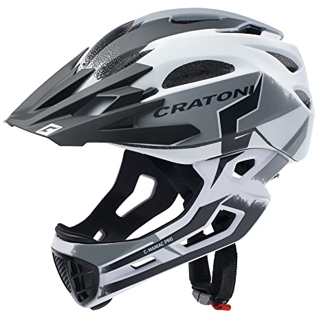 Cratoni Unisex – Erwachsene C-Maniac Pro Helmet, Weiß/Schwarz Matt, L