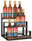 J JACKCUBE DESIGN 3 Tier Syrup Bottle Storage Rack, Rustic Wood and Metal Wire 12 Bottles Compartment Display Organizer Holder Stand for Syrup, Wine, Dressing - MK815A