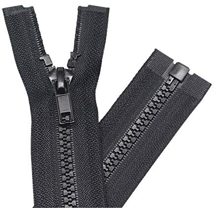 YaHoGa 2 Stück 15 cm Reißverschluss Kunststoff 5mm teilbar Reissverschluss Reißverschluss für Jacken Schwarz (15 cm)