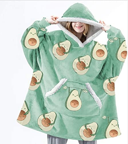 JELID Decken-Hoodie, Bedruckter Pullover, Faule Decke, lässiger Hoodie, Avocado, Erwachsenenversion, Einheitsgröße,Giant Sweatshirt