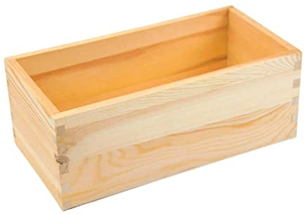 Aufbewahrungsbox Naturholz Ordnungsbox ohne Deckel mit Griffen Zuhause Haushalt Büro Regal Hobby 21 x 11 x 8 cm