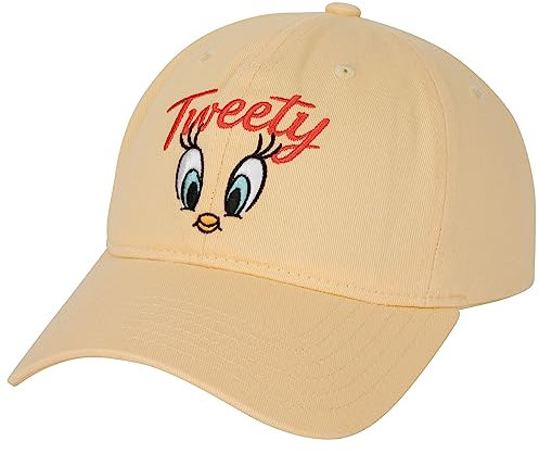 Looney Tunes Tweety Bird Face Adjustable Snapback Dad Cap, gelb, Einheitsgröße
