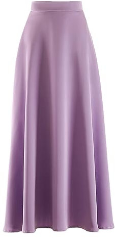 Hdhdeueh Gonna lunga lunga da donna, a vita alta, con orlo plissettato viola, Viola, M