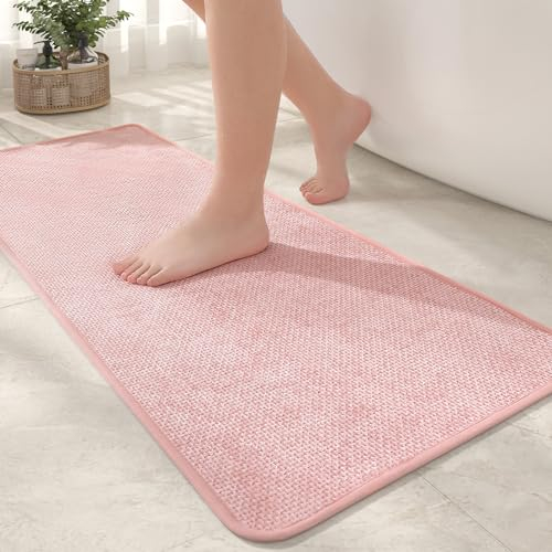 Color G Tappeto Bagno Assorbente 44x120cm, Tappeti Bagno Moderni, Tappeto da Bagno Antiscivolo, Lavabile Tappetini Bagno per Bagno, Cucina, Ingresso - Rosa