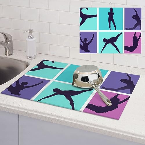RLDOBOFE Abtropfmatte für Küche, Theke, rutschfeste Abtropfmatten, Gymnastik, Spiel, Geschirrabtropfmatte, hitzebeständig, Kaffeematte, saugfähige Abtropfmatte, Küchentrocknungsmatten, 45,7 x 61 cm