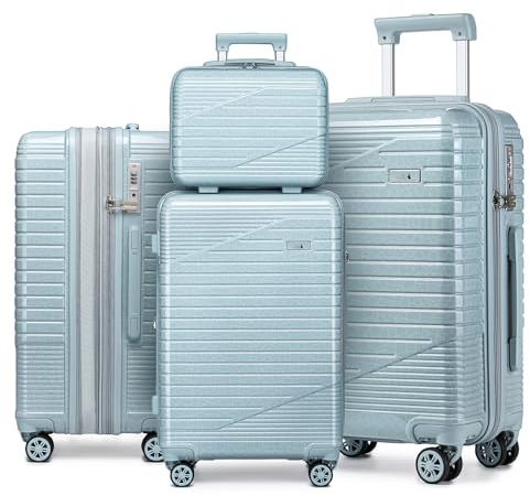 Sea choice Kofferset 4 Teilig Hartschalen Rollkoffer PC Handgepäck Set Beautycase (Nur L Koffer Erweiterbar) Reisekoffer mit YKK Reißverschluss TSA-Schloß und 4 Rollen S/M/L/XL