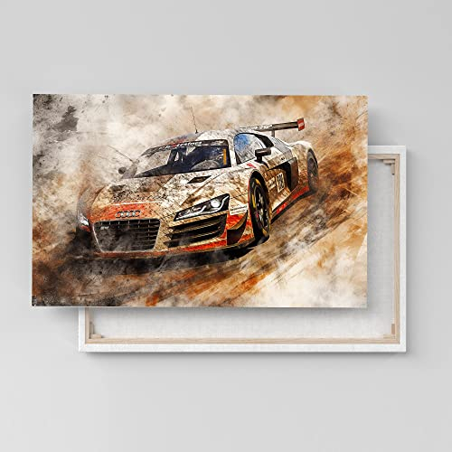 Dekomundo Audi R8 Sportwagen Auto Poster, Leinwandbild oder Bild mit Rahmen, 80x120 cm, Leinwandbild
