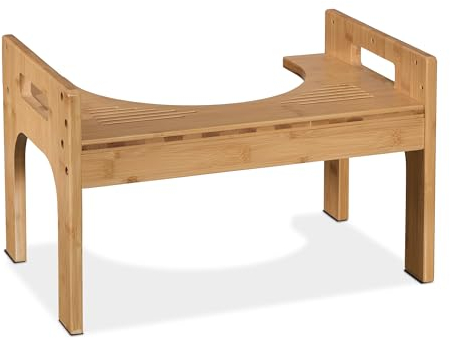 Relaxdays Toilettenhocker, Stuhlgang Unterstützung, WC Hocker für Erwachsene, Bambus, HxBxT 28,5 x 45,5 x 28,5 cm, natur