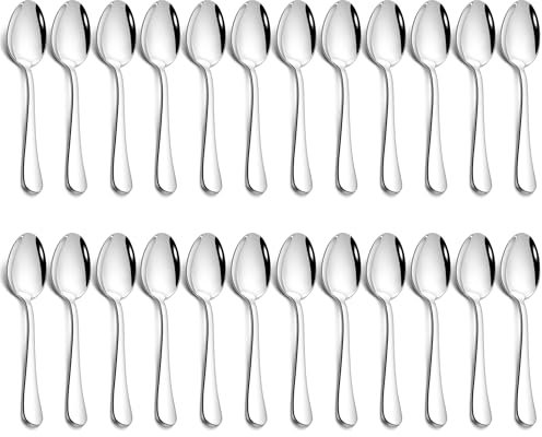 Joyfair Cucchiaini da caffè in acciaio inox, 24 pezzi, 13,5 cm, cucchiaini da caffè, cucchiaini da dessert per casa, ristorante, caffetteria, lucidati a specchio e lavabili in lavastoviglie, manico