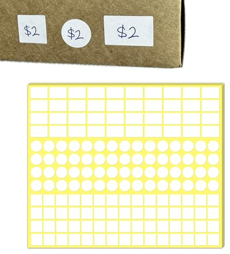4000 Stück, Preisetiketten Selbstklebend Preisaufkleber zum Beschriften | Klebeetiketten zum Beschriften Klein - 20 × 12 mm, 12 mm Quadrat, 12 mm Rund