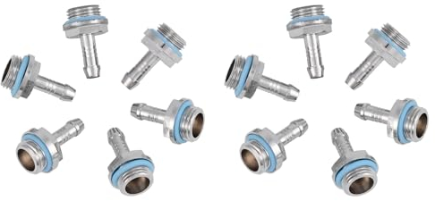 12 Stück Schlauchanschlüsse, PC-Wasserkühlung, Zwei-Touch-Anschluss, G1/4-Gewinde, Schlauchanschluss für Rohre