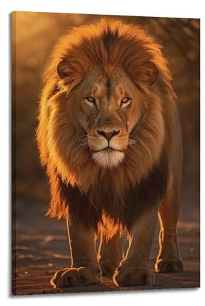 GLMHOK Wildtier-Poster, Der wachsame nordafrikanische Löwe, dekoratives Gemälde, Leinwandposter, 20 x 30 cm