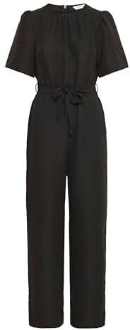 b.young BYFarvella Damen Jumpsuit Overall Einteiler mit Bindeband Puffärmel Reißverschluss Regular fit, Größe:40, Farbe:Black (200451)