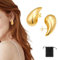IOURVYA Boucles d'oreilles dorées argentées en acier inoxydable, forme de goutte/larme, pour femme