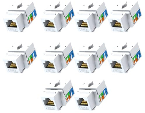 Gvvsjgdbis 10PCS Cat6 Jack, Ethernet Punch Down Connector, Wall Adapter 90-Degree Module Coupler, Compatible Cat5/5e/6