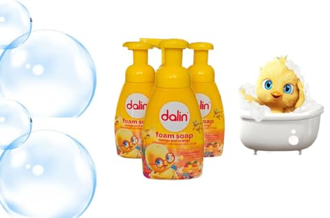 Dalin Schaumseife Mango & Orange 3 Flaschen - 200 ml | Milde Handseife für Kinder & empfindliche Haut | Mit Glycerin feuchtigkeitsspendend | Hypoallergen & dermatologisch getestet