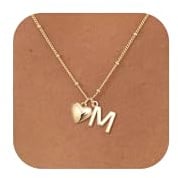 KINHOPI Kette mit Buchstaben, Silber/14K Vergoldet, A-Z & Herz Anhänger | Halskette mit Buchstaben, Namenskette Damen, Schmuck Personalisierte Geschenke für Frauen Mädchen