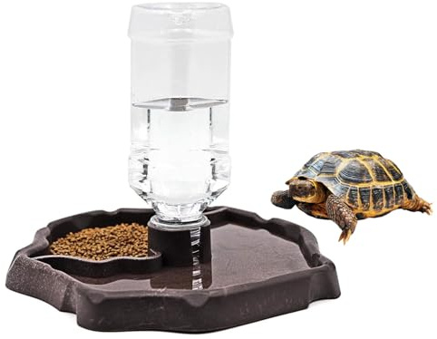 JOYOLA Turtle Water Bowl, Reptile Water Dispenser, Terrarium Water Bowl, Turtle Water Dispenser with Bottle for Turtles, Geckos, Snakes, Frogs, etc. Reptile Pets