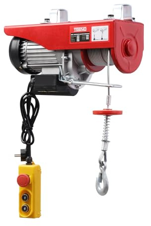 TEENO Treuil à Câble Électrique 1000 kg Palan Électrique 1800 W 10 m/min，Surcharge Ascenseur Treuil électrique 220V, Hauteur de Levage Câble 20 m ，Moteur pour Garages Entrepôts Usines (500/1000kg)