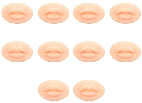 Chiyyak 10 Stück Gefälschte Lippen-Übungsmodelle mit Zahnform, Künstliche Lippen aus Silikon für das Übungstraining, Weit Verbreitet für Anfängerübungen, Modelldarstellung und (Helle Haut)