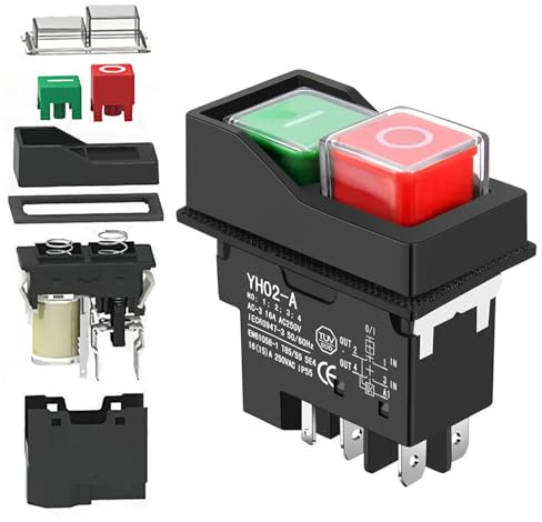 GothicBride Interruptor de seguridad KJD17, interruptor de máquina 250 V 16 A 5 pines, para máquinas de taller