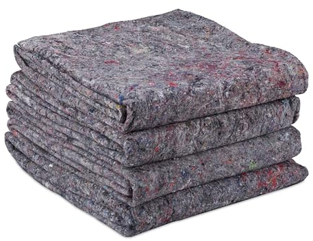 Relaxdays Umzugsdecken im 4er Set, Vlies Möbeldecken, Packdecken Umzug, 150x200 cm, Transportdecken, Schutzdecken, grau | Packdecken Umzug, 150x200 cm, Transportdecken, Schutzdecken