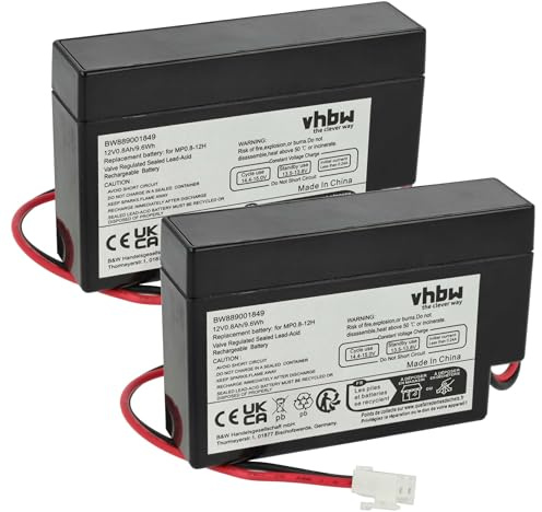 vhbw 2X Akku Ersatz für MP0.8-12H für Diverse Geräte (800mAh, 12V, AGM, JST Stecker) 6X Zellen