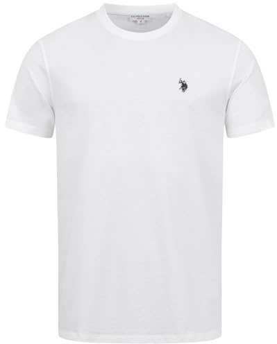 U.S. POLO ASSN. Herren T-Shirt (S-3XL) 100% Baumwolle, Rundhals, Kurzarm, Basic - P030 - Weiss-Schwarz Größe L - Gr.L