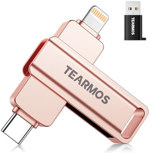 TEARMOS Chiavetta fotografica da 256 GB per iPhone, chiavetta di memoria per archiviazione di foto e video, compatibile con iPhone, iPad, Android, PC, Plug & Play, nessuna app richiesta (rosa rosa)