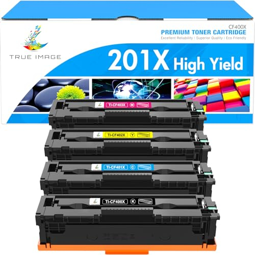 TRUE IMAGE 201X CF400X Kompatibel für HP 201X 201A Color Laserjet Pro MFP M277dw Toner M277n M277c6 M277 M252dw M274n M252n CF400A CF401X CF402X CF403X Multipack (Schwarz Cyan Gelb Magenta 4er-Pack)